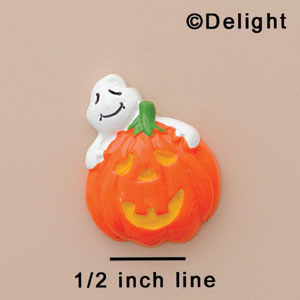 3592 - Jack O'Lantern Ghost Behind - Resin Decoration (12 per package)