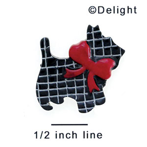 3610 tlf - Scottie Dog Plaid Black Bow Red - Resin Decoration (12 per package)