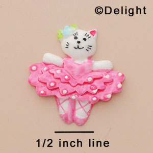 3867 ctlf - Ballet Cat Hot Pink Medium - Resin Decoration (12 per package)