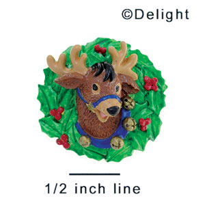 3938 - Wreath Reindeer Bells Medium - Resin Decoration (12 per package)