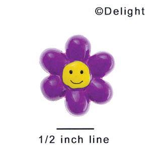 3977 tlf - Daisy Smile Purple - Resin Decoration (12 per package)