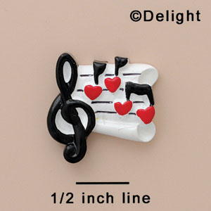 4338 - Music Collage Notes Red, Black - Resin Decoration (12 per package)