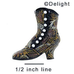 4796 - Boot Black W Pearl Buttons - Resin Decoration (12 per package)