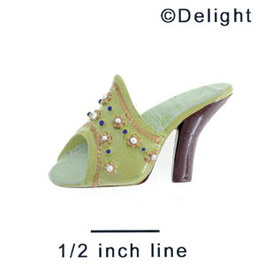 4799 - Sling Back Shoe Olive Green - Resin Decoration (12 per package)