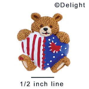 4837 - USA Matte Bear Heart Patriotic - Resin Decoration (12 per package)