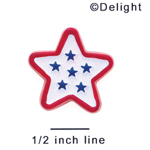 4844 - USA Matte Star N Star Red Border - Resin Decoration (12 per package)