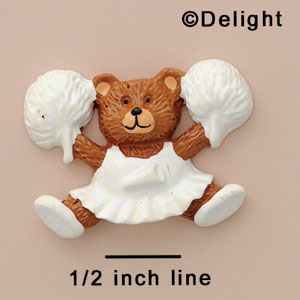 4935 - Cheerleader Bear White Medium - Resin Decoration (12 per package)