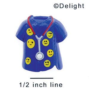 4940 - Scrub Shirt Blue Smiley Faces - Resin Decoration (12 per package)