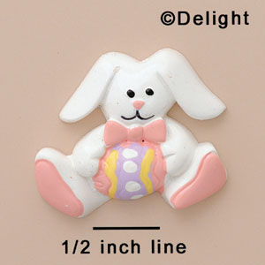 5114 tlf - Bunny White Sitting Egg Pink - Resin Decoration (12 per package)