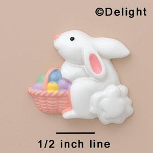 5118 tlf - Bunny White Side Basket - Resin Decoration (12 per package)