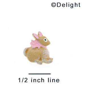 5126 - Bunny Brown Pink Bow Mini (Left & Right) - Resin Decoration (12 per package)
