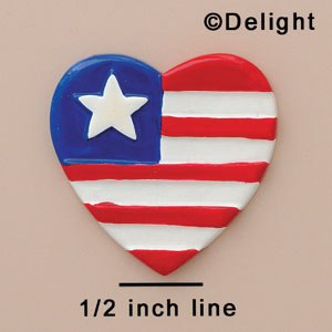 5147 - USA Flat Heart Red, White, & Blue 1 Star Large - Resin Decoration (12 per package)