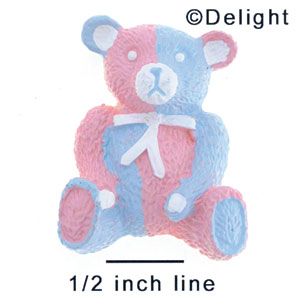 5170 - Bear Sitting Tie Pink & Blue Large - Resin Decoration (12 per package)