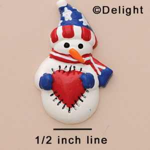 5200 - Patriotic Snowman Sew Heart - Resin Decoration (12 per package)