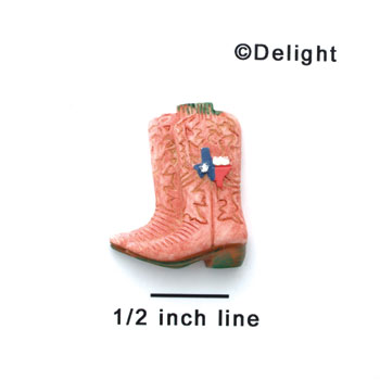 5466* - Small Matte Pink Boots with Texas - Resin Decoration (12 per package)