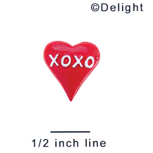 5620 tlf - Red Heart with XOXO - Flat Backed Resin Decoration (12 per package)