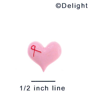 5621 tlf - Pink Heart with Ribbon - Flat Backed Resin Decoration (12 per package)