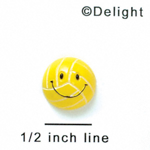 5626 tlf - Mini Yellow Smiley Face Volleyball - Flat Backed Resin Decoration (12 per package)