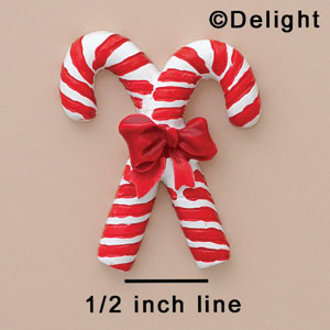 5632  tlf - Large Crossed Candy Canes - Flat Backed Resin Decoration