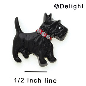 9106 - Scottie Dog Black Rhinestone Collar - Resin Decoration (12 per package)