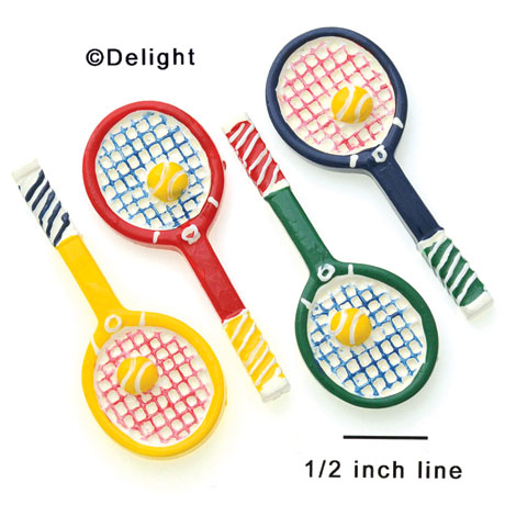 9327 tlf - Tennis Racquet Medium Assorted - Resin Decoration (12 per package)