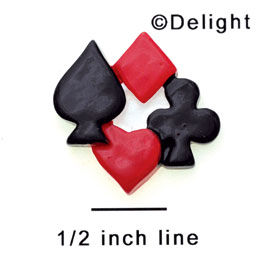 9335 - Card Suits Clubs Hearts Diamond Spades - Resin Decoration (12 per package)