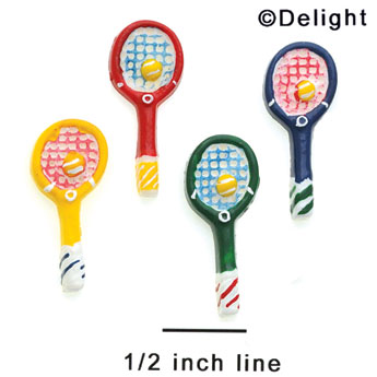 9864 - Tennis Racquet Assorted Mini - Resin Decoration (12 per package)