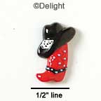 9942* - Boot Red Hat Black Mini (Left & Right) - Resin Decoration (12 per package)
