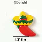 9956* - Jalapeno Sombrero Mini (Left & Right) - Resin Decoration (12 per package)