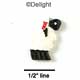 0030A* - Lamb White Bow Red Mini (Left & Right) - Resin Decoration (12 per package)