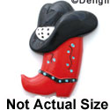 0423* - Boot Red Hat Black Medium (Left & Right) - Resin Decoration (12 per package)