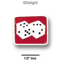 0450 - Dice - Red Background - Resin Decoration (12 per package)
