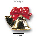 0451 - Bells - Gold Red Bow - Resin Decoration (12 per package)