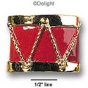0452 - Drum - Red Gold - Resin Decoration (12 per package)