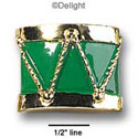 0453 - Drum - Green Gold - Resin Decoration (12 per package)