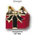 0455 - Present - Red Gold Bow Large - Resin Decoration (12 per package)