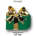 0456 - Present - Green Gold Bow Large - Resin Decoration (12 per package)