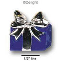0633 - Present - Blue Silver Bow Large - Resin Decoration (12 per package)