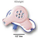 0647 - Hair Dryer - Pink - Resin Decoration (12 per package)