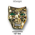 0686 - Mask - Tragedy Gold Green - Resin Decoration (12 per package)