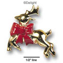 0800* - Reindeer Gold Red Medium - Resin Decoration (12 per package)