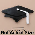 0813 - Graduation Hat - Black White Tas - Resin Decoration (12 per package)