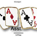 1032 - Cards Aces Gold Border Assort - Resin Decoration (12 per package)