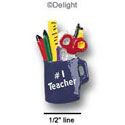 1195 ltf - Pencil Cup Blue #1 Teacher - Resin Decoration (12 per package)