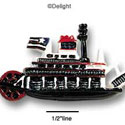 1707* - Riverboat Red White Black Med - Resin Decoration (12 per package)