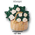 2275 - Flowers Pink Basket Brown Med - Resin Decoration (12 per package)