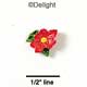 2351 - Flower Red Yellow Center Mini - Resin Decoration (12 per package)