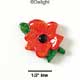 2362 - Flower Red Black Center Medium - Resin Decoration (12 per package)