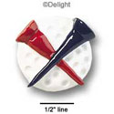 2465 - Golf Ball Tees Red Blue - Resin Decoration (12 per package)