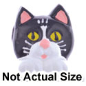 2477 tlf - Cat Face Black White Paws Med - Resin Decoration (12 per package)